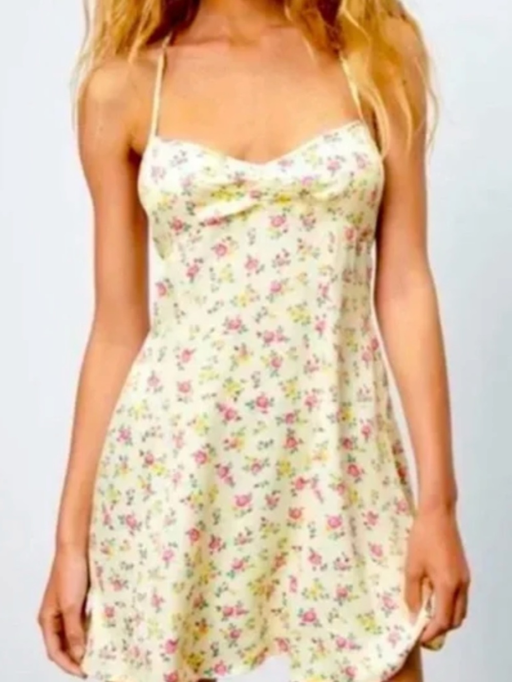 Zara Satin Yellow Floral Mini Dress